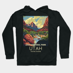 A Vintage Travel Illustration of Zion National Park - Utah - US Hoodie